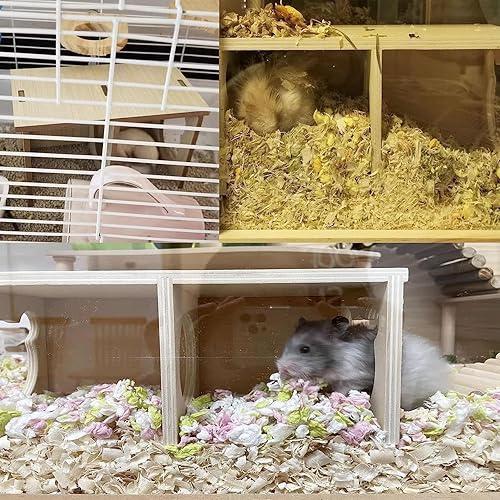 Miniatura 5 de Hamiledyi Túnel de Escondite de Madera para Hámsters de 2 Cámaras - Juguetes Explorativos de Múltiples Cámaras, Laberinto de Escondite para