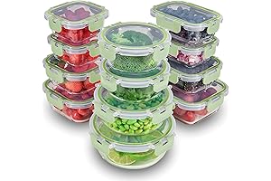 24 Piece Green Glass Storage Containers with Lids