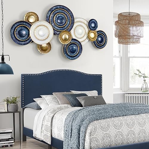 Miniatura 2 de KEQAM Arte de pared de metal para sala de estar, decoración de pared de metal grande, escultura de pared de lujo moderna 3D, adecuada para sala de