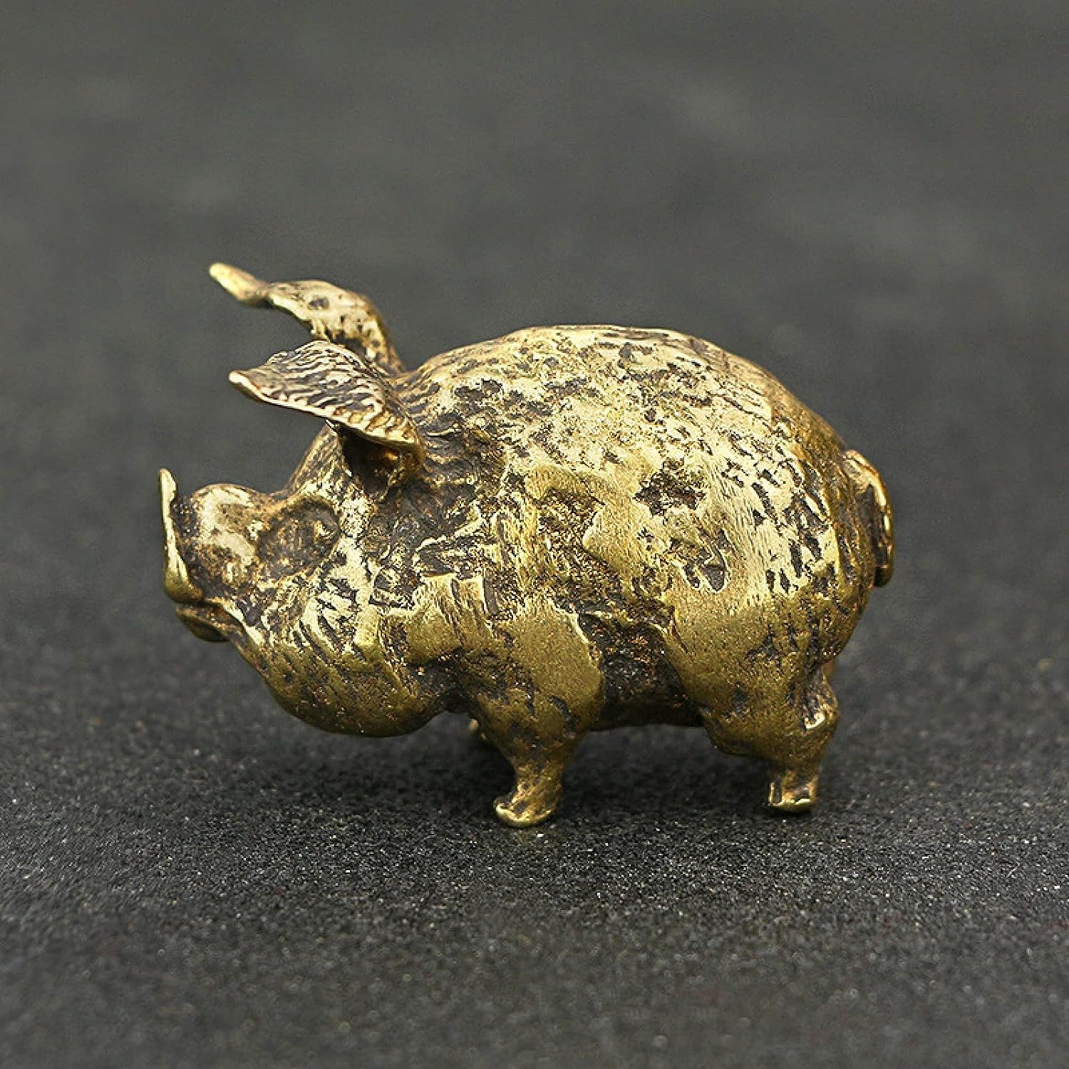 Statue de cochon volant décoration laiton antique figurine bureau table