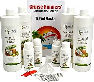 CRUISE RUNNERS Fake Shampoo Conditioner Flask Kit For Hiding Hidden Liquor Sneak Smuggle Alcohol On Booze Cruise With 4 TSA Travel Size Plastic Drinking Flask Bottles and Seals Rum Runners For Cruise