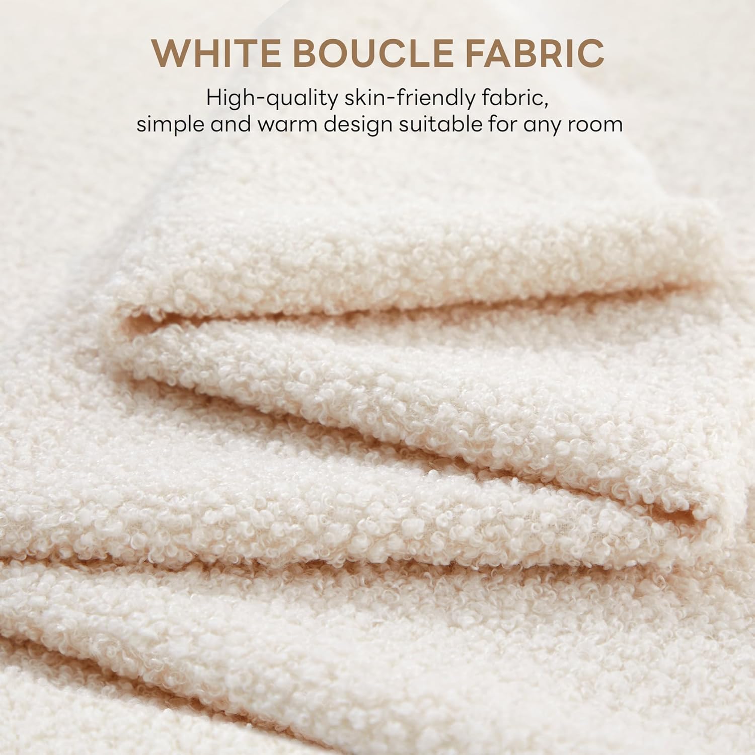 LIKIMIO Full Bed Frame with Headboard, Upholstered Boucle Platform Bed with USB Ports, Base Camas Full No Box Spring Needed, Cream White