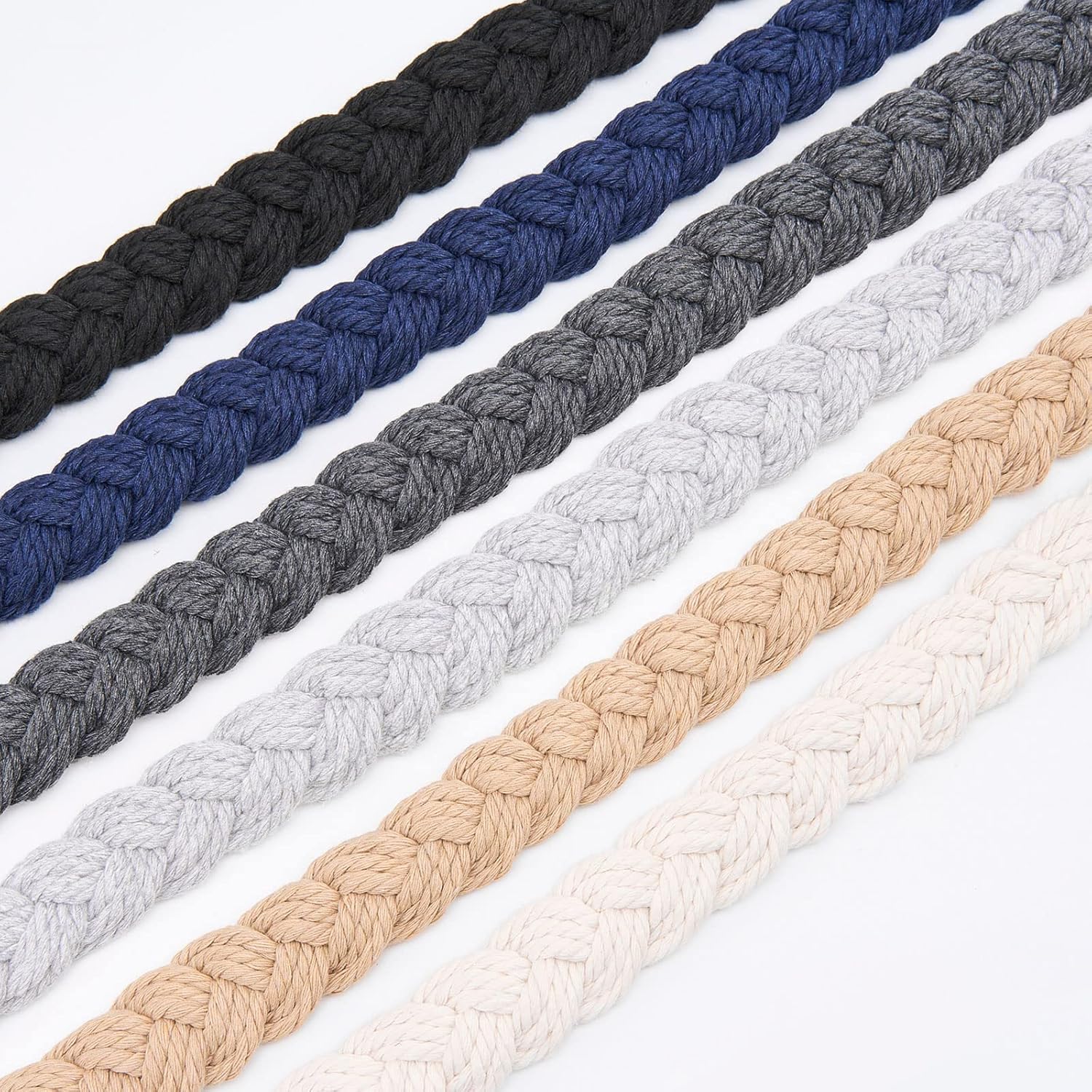 NICEEC 2 Pack Natural Cotton Rope Curtain Tiebacks Elegant Boho Style Decorative Drape Tie Backs Soft Hand-Woven Rope Curtain Holdbacks with Metal Hook for Home & Office Drapery (Coffee)