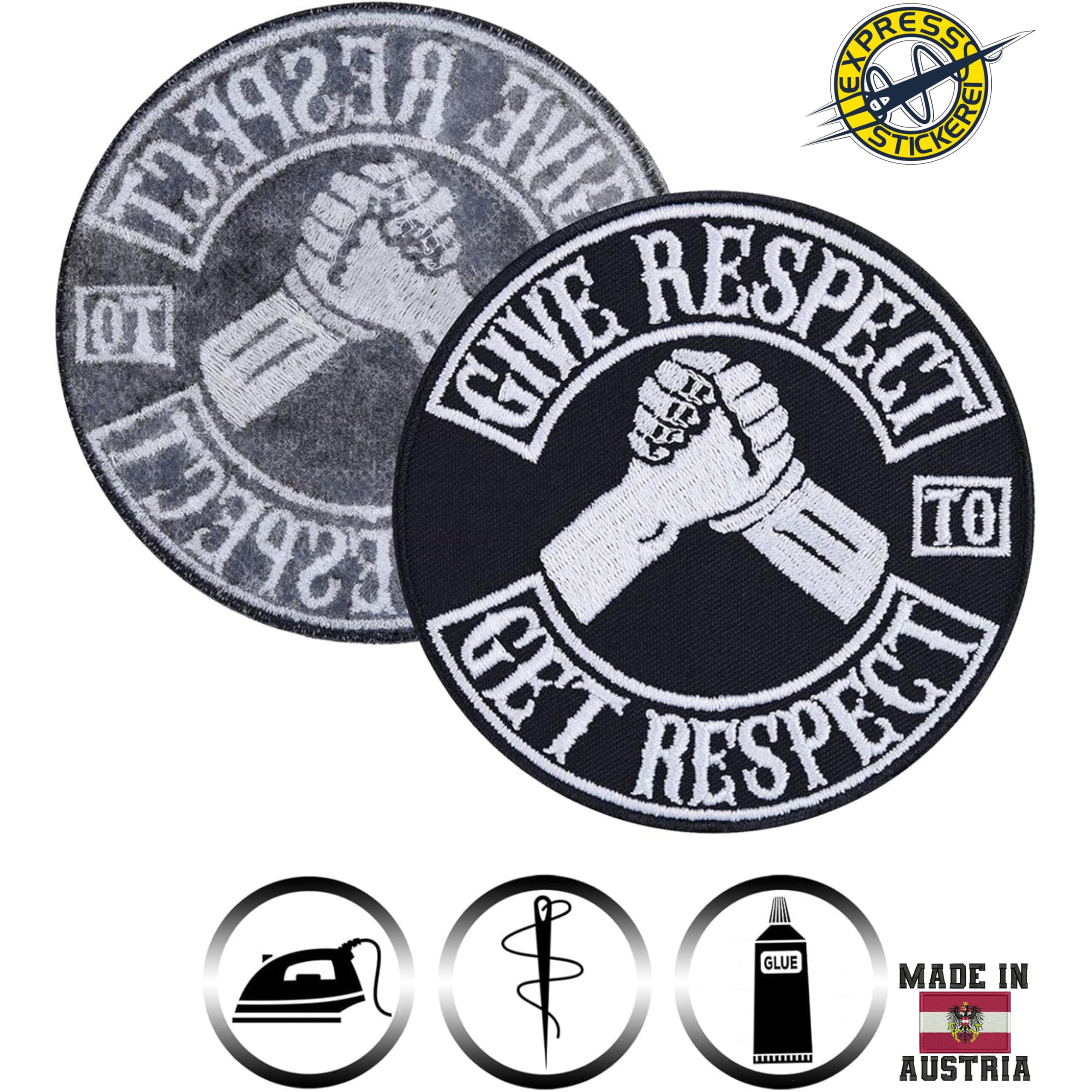 Naszywki dla motocyklistów do kamizelki Give Respect to Get Respect Biker Patches Iron on | Akcesoria motocyklowe, naszywki do przyszycia | Aplikacja z haftowanej tkaniny | 8,5 x 8,54 cala