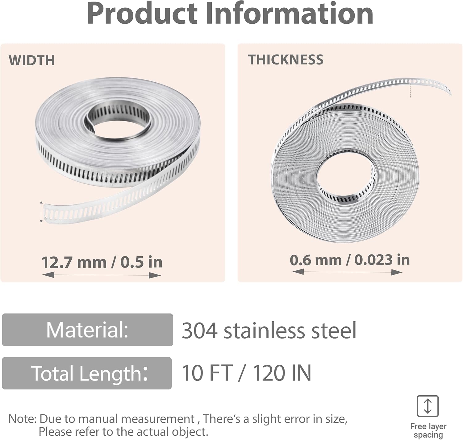 10FT DIY Metal Strapping Hose Clamps & 304 Stainless Steel Stronger Fasteners 6 Pack,DIY Worm Gear Large Hose Clamps Kits(01, 10ft)