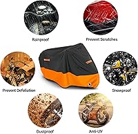 Vista 31 de Favoto - Funda impermeable para motocicleta, universal, duradera, reflectante, protección solar para cualquier temporada, con orificios de seguridad