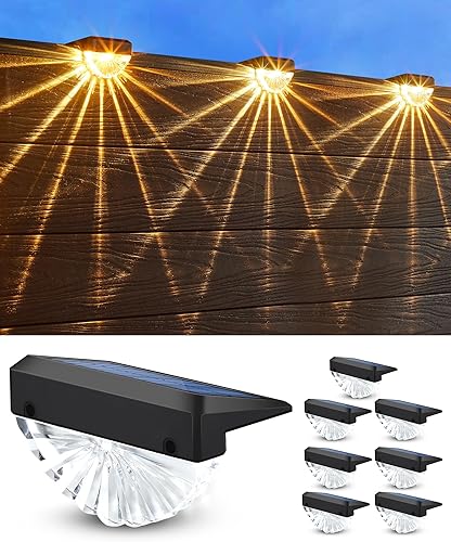 Luces solares de cubierta para exteriores, impermeables, luces solares para cerca, del atardecer al amanecer, escaleras, luces de escalón, blanco