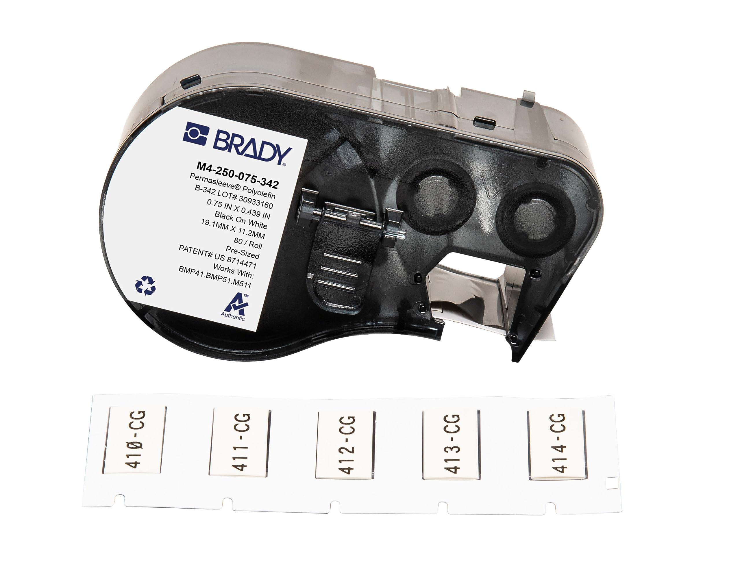 BRADY AUTHENTIC(M4-250-075-342) PERMASLEEVE   ÷ 0.439HX 0.75W   0.25DIA īƮ 80 . BMP41 BMP51  M511   