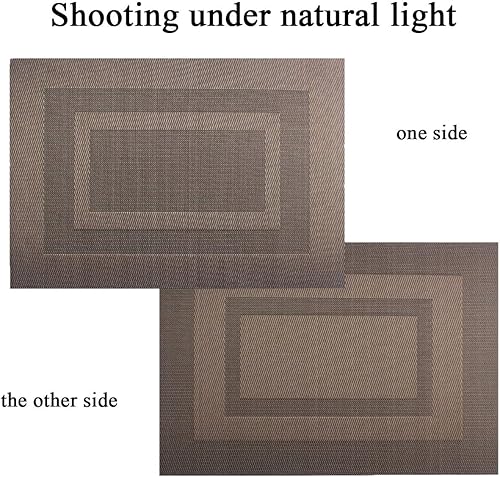 Miniatura 263 de PIGCHCY Juego de 6 manteles individuales beige de vinilo PVC duraderos para mesa de comedor, manteles individuales resistentes al calor, Beige -