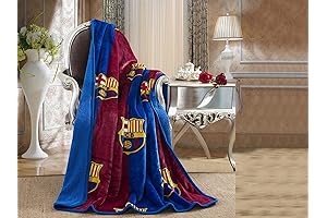 FC Barcelona 50x60 Everlasting Comfort Sherpa Lined Throw Blanket