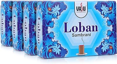 Cycle Pure Vasu Loban Sambrani Dhoop for Pooja (280 pcs) | Dhoop batti Guggal for Puja, Home & Festivals | Loban Dhoop Original with Burner | Pack of 4 (70 Dhoop/Pack + 1 Burner Plate/Pack)