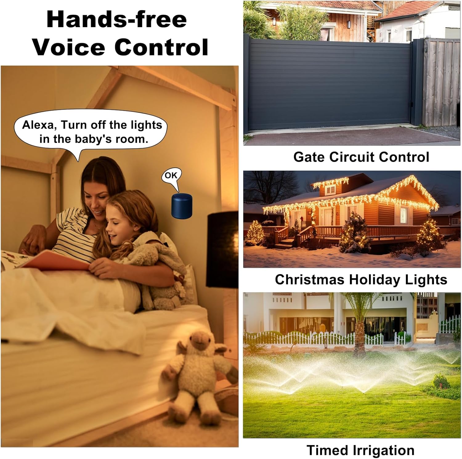 GREENCYCLE Wi-Fi Smart Timer Switch for Outdoor Electrical Box,2PK 3 Gang WiFi Wireless Remote Smart Switch Box, Outdoor Light, Sprinkler Timer System for Yard, Garden, Pool, Holiday Decorations