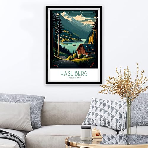 Miniatura 6 de Hasliberg - Póster de pared de Suiza, arte de pared de Hasliberg, ilustración de Suiza, póster de viaje, decoración del hogar, 96 póster de viaje