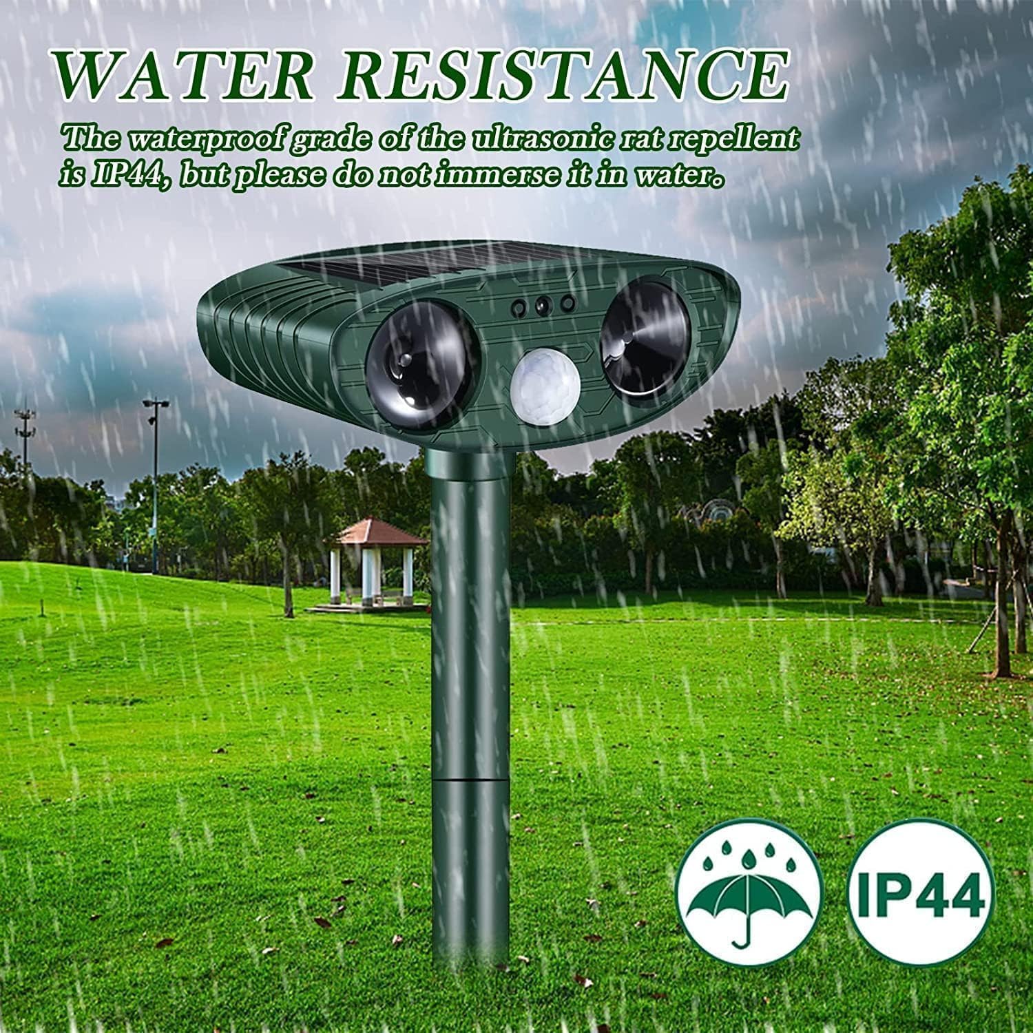 Spaventatore solare per gatti, a ultrasuoni, impermeabile, con sensore di movimento PIR, per giardino, efficace contro gatti, cani, martore e uccelli