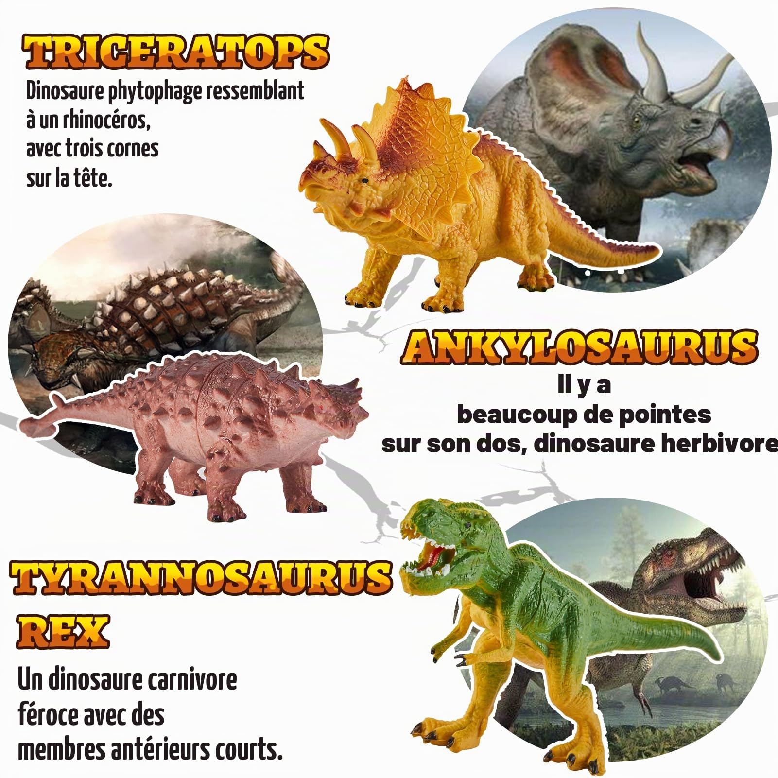 TOEY PLAY 12PCS Gros Figurine Dinosaure Enfant 3 4 5 Ans, Dinosaure Jouets Realiste, Dinosaures Figurines avec Arbres, Tyrannosaure Rex, Triceratops, Jeux Éducatifs Cadeaux pour Garçons Filles