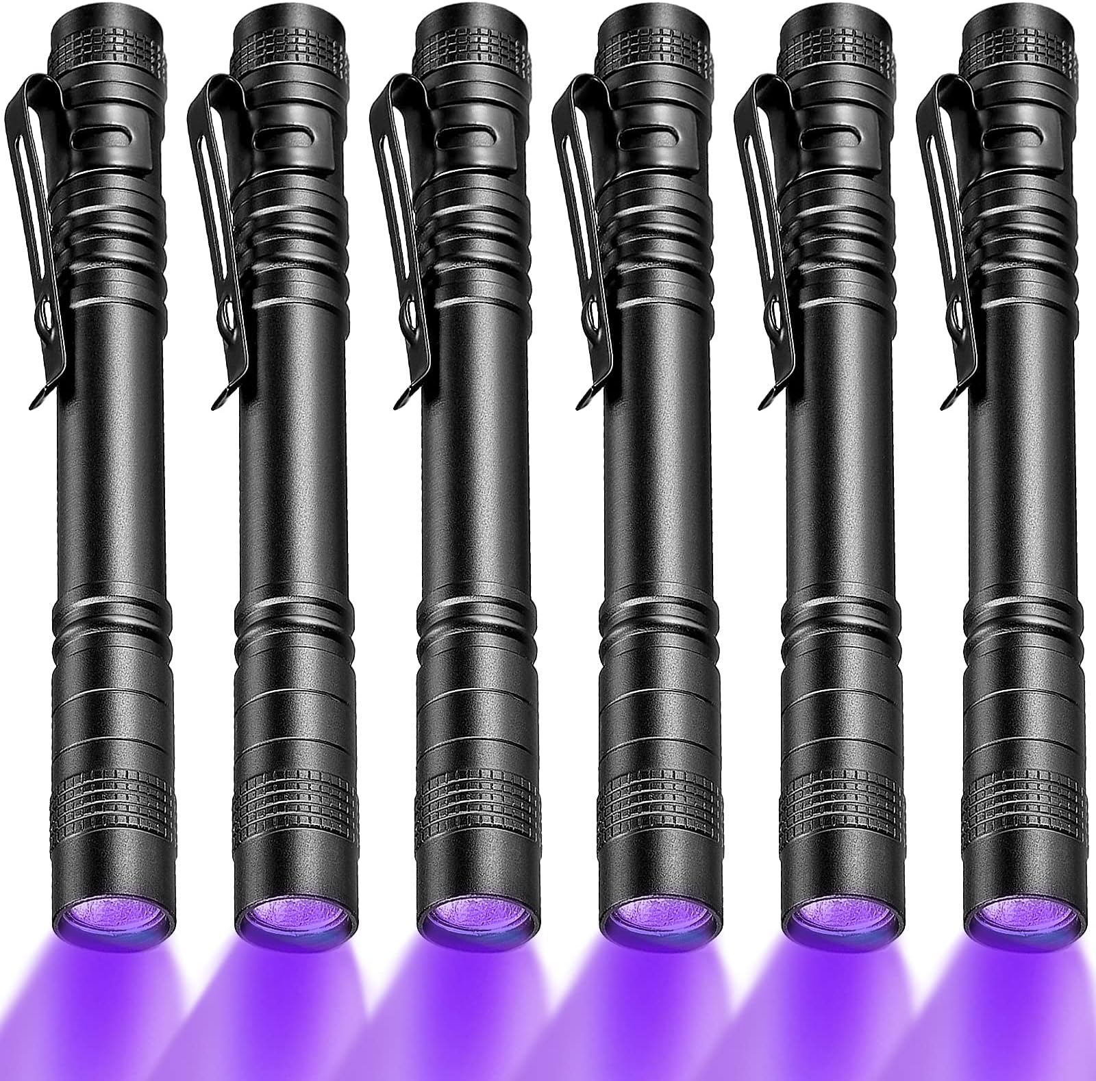 6 Pieces UV Black Light Flashlight Small Blacklight Flashlights Pen Lights for Leak, Pet Urine, Hotel Inspection, Dry Stain and Dye Detector, 5.2 Inches Long