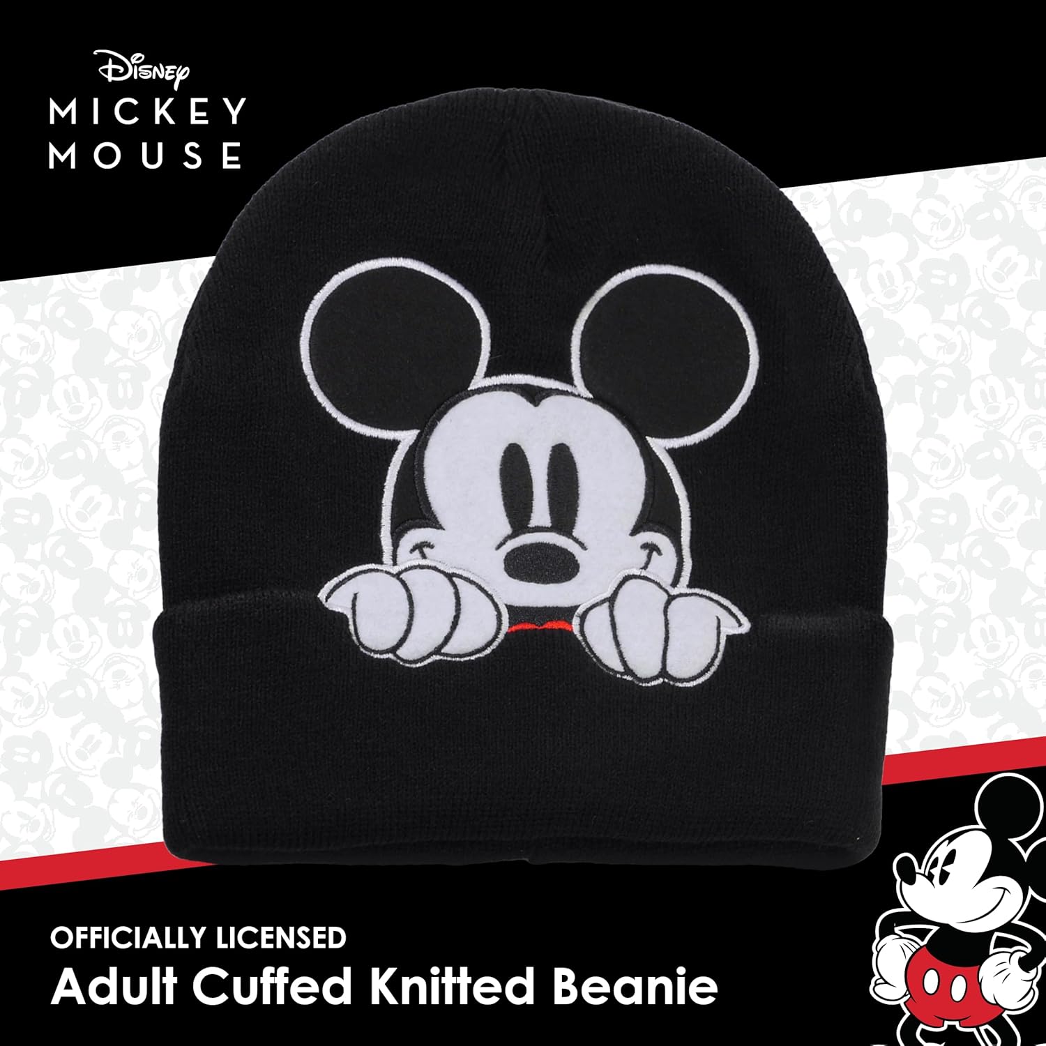 Concept One Unisex-Adult Disney Mickey Mouse Cuffed Beanie Hat, Knitted Stocking Cap - Image 2