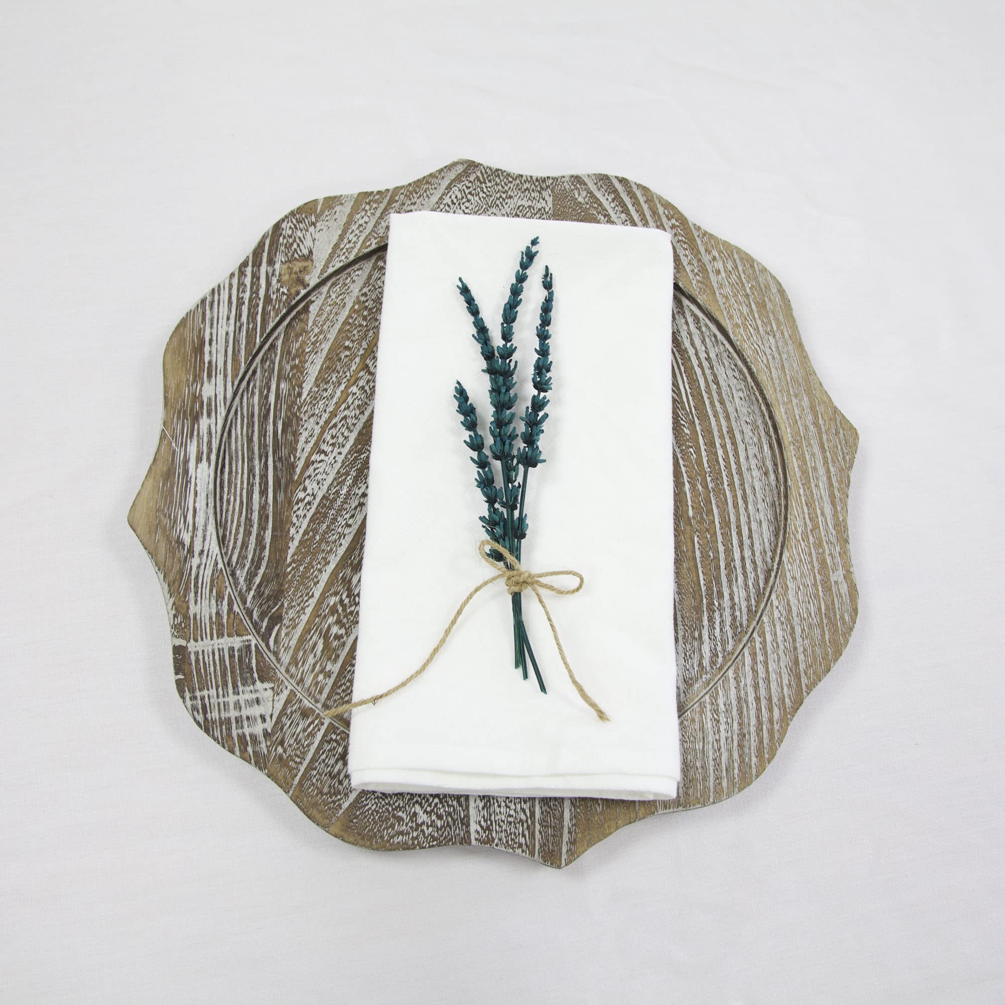 Decor Essentials White Linen Rustic Napkins Stonewash Tableware Party Wedding Event Table Setting Decorations (White)