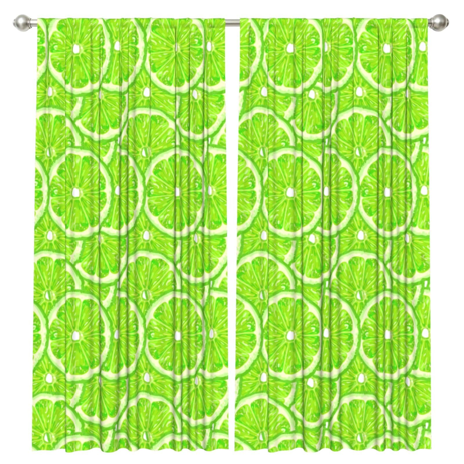 InOmak Lime Green Pattern, 2 Panels Window Curtains 52 x 84 Inch Blackout Curtains for Living Room Bedroom