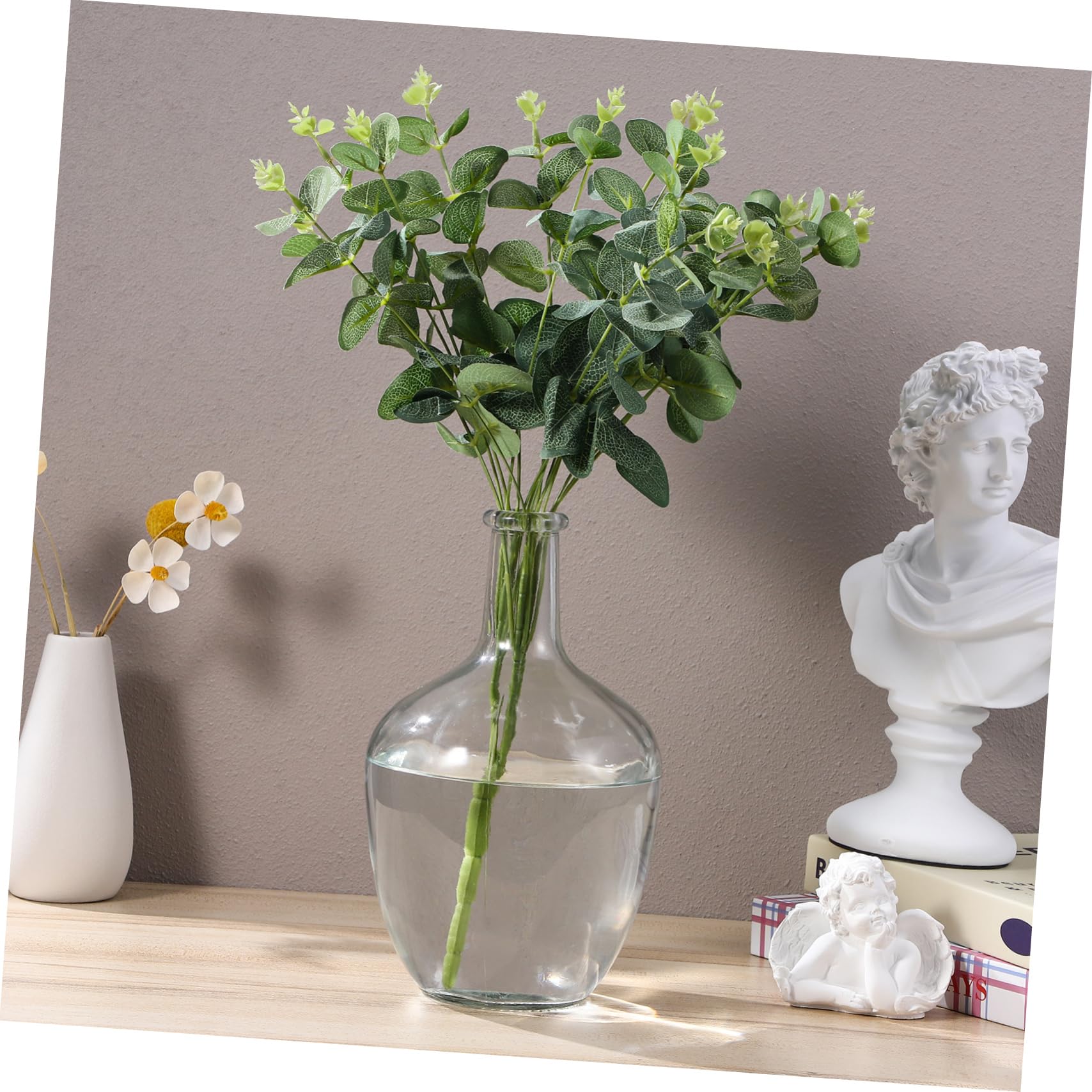 Jarrón de Decorativo con Cuello Estrecho para Arreglos Base Estable para Bodas y Decoración del Jarrón Transparente para de Mesa