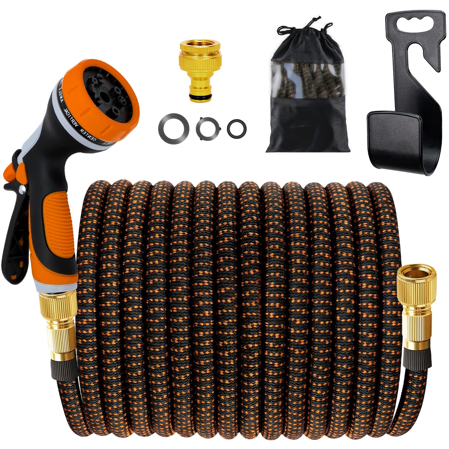 TOPWAYS Expandable Garden Hose Pipe, Garden Hoses with 10 Function Spray Nozzle Hosepipe Fittings Retractable Expanding Water Hosepipes for Gardening (100FT/30 Meters)