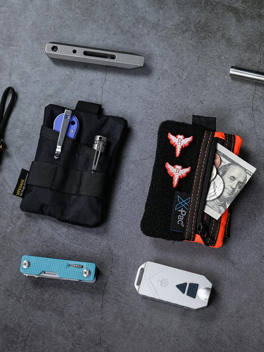 VIPERADE VE15 X-Pac Mini Borsa EDC, Piccolo Organizer EDC con 3 Tasche, Mini Borsa per Attrezzi EDC con Area di Chiusura in strappo, Piccolo Organizer per Attrezzi Multifunzione - Verde