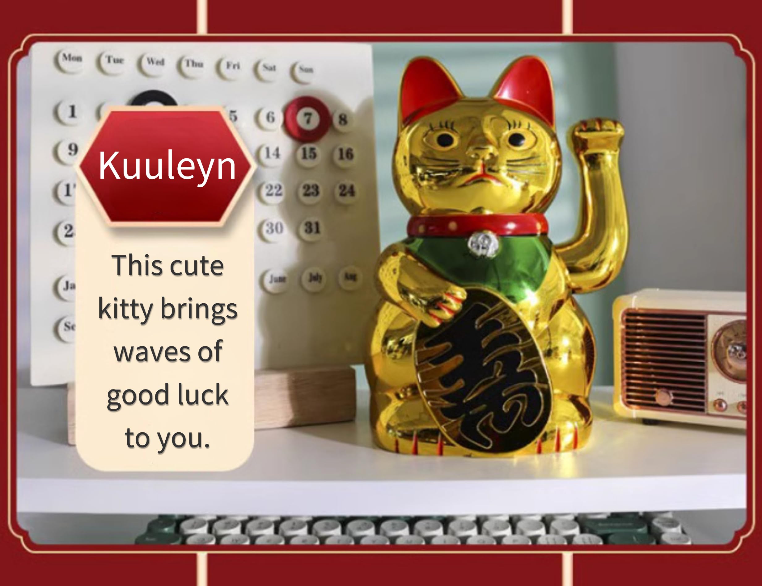 Amazon.com: Kuuleyn Lucky Cat Statue,Lucky Cat Waving Arm,Large