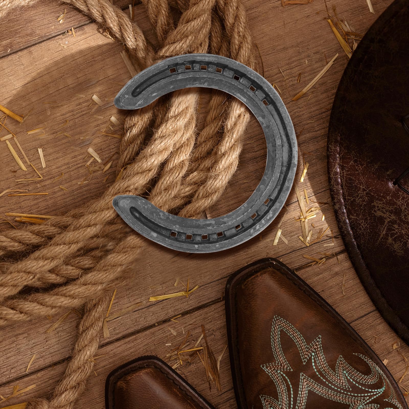 Healvian 4 Piezas Herradura de Hierro Negra para Casco de Caballo, Juego | Competencias y Decoración de Pared, Instalación Sencilla, Resistente al Desgaste Protección