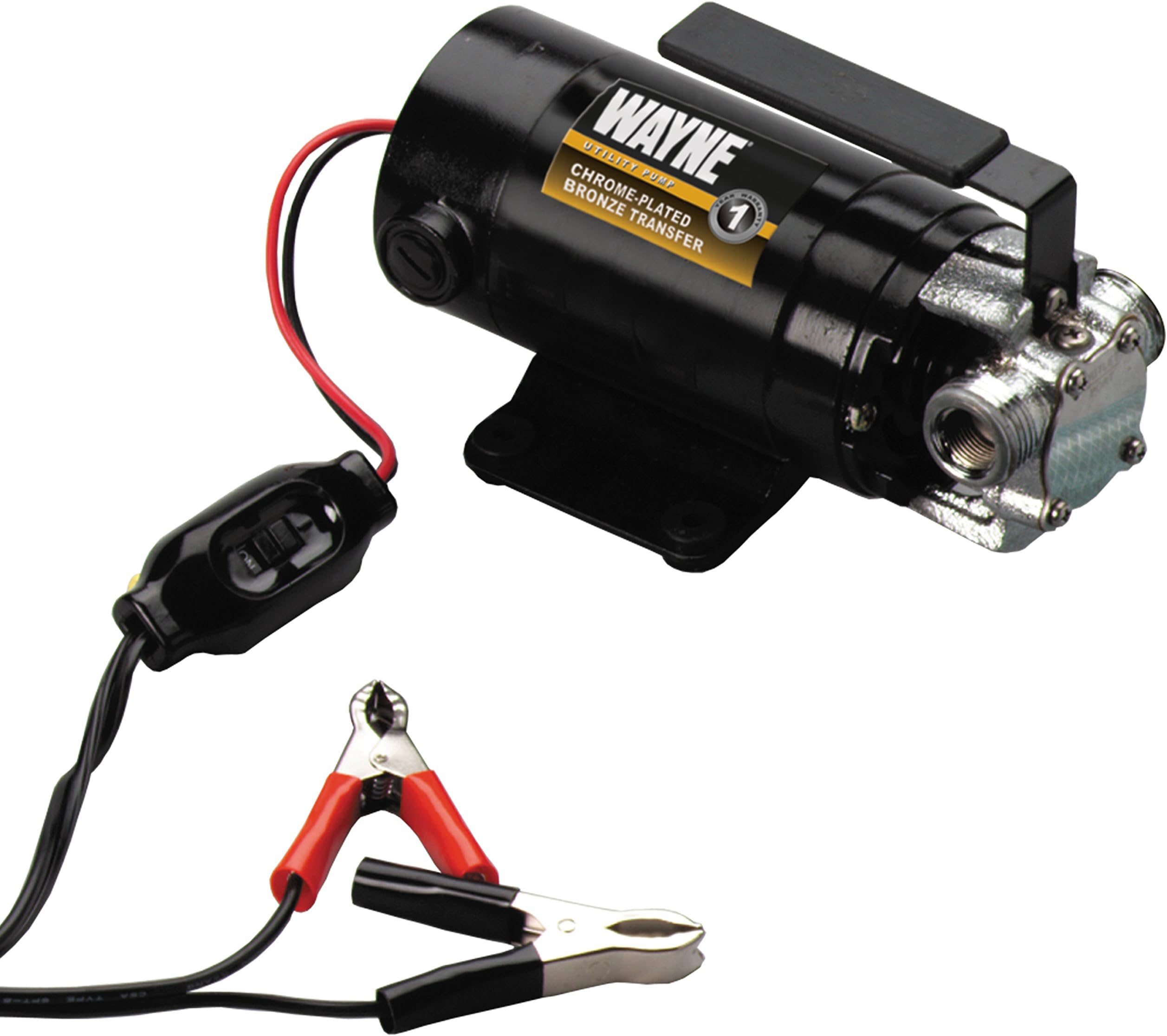 WAYNE PC1 Portable 12V Battery-Powered Water Transfer Pump With Suction Hose And Attachment