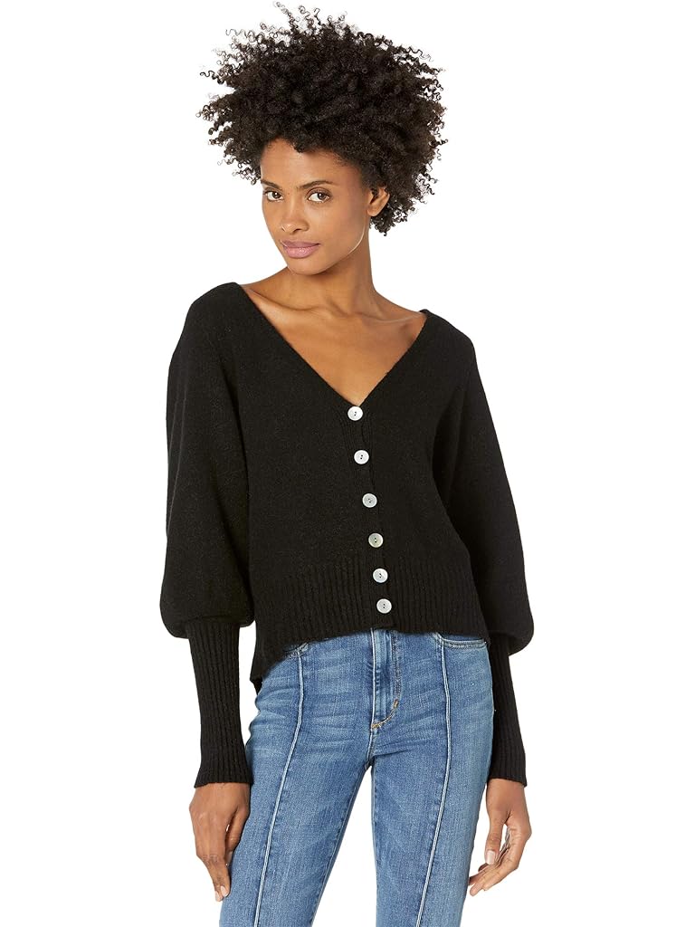 Black APPARIS Stacey Puff Sleeve Cardigan