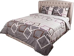 فوربد طقم لحاف بولي قطن مزدوج 3 قطع (لحاف طول:235*عرض:235 سم+2 كيس مخده طول:50*عرض:70سم)-متعدد الالوان