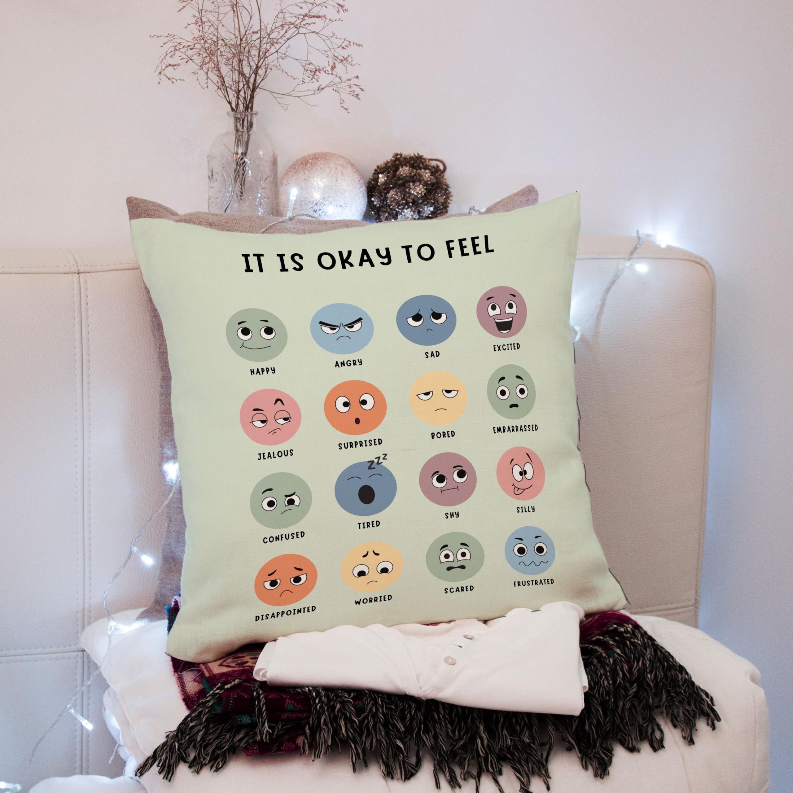 Set Of 4 Calming Corner Pillow Covers - 18x18 Inch Rainbow Book Design, Velvet Material