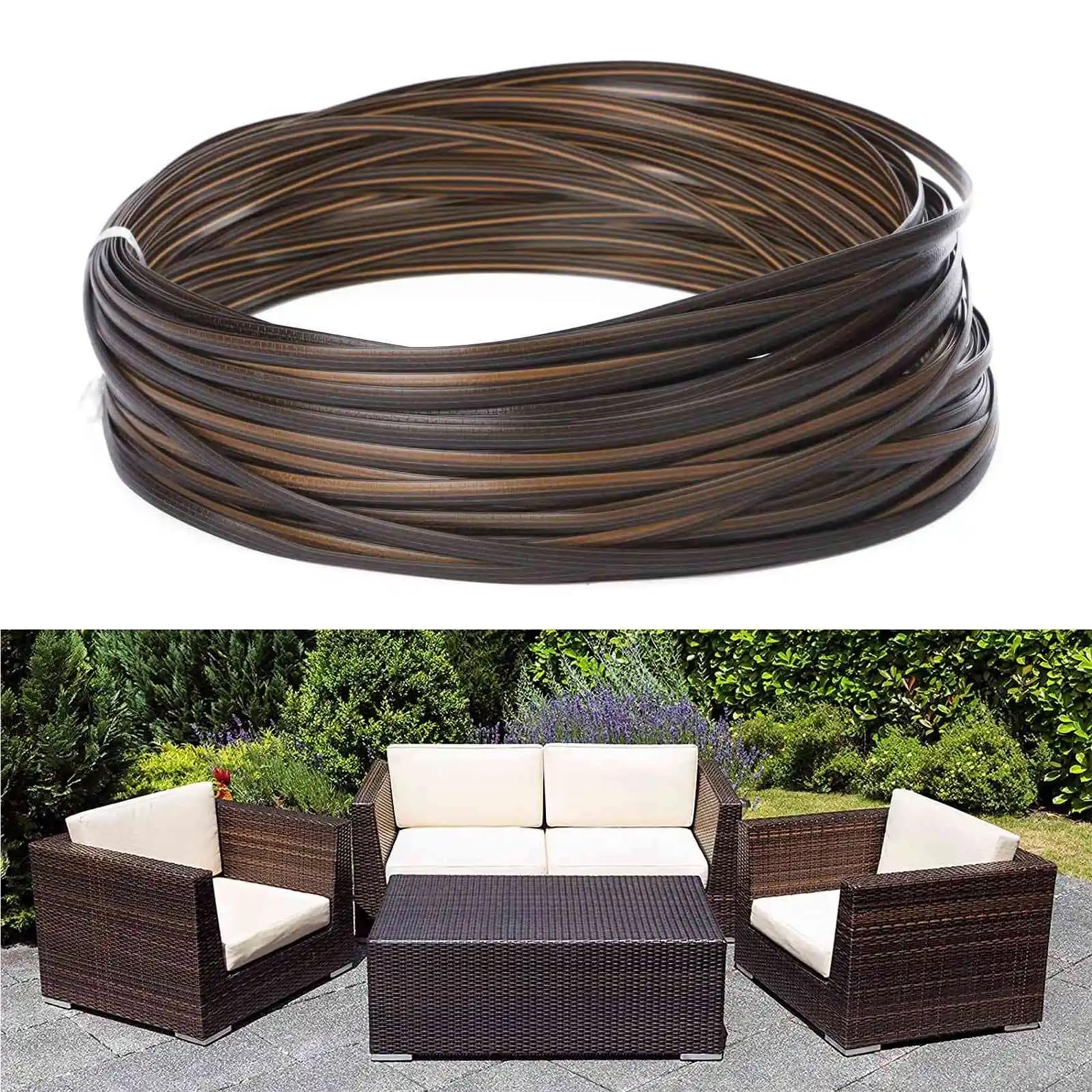 Kit di riparazione in vimini, 2 pezzi, 8 mm, in rattan color caffè, 32 m, per sedie e cesti, materiale per tessitura