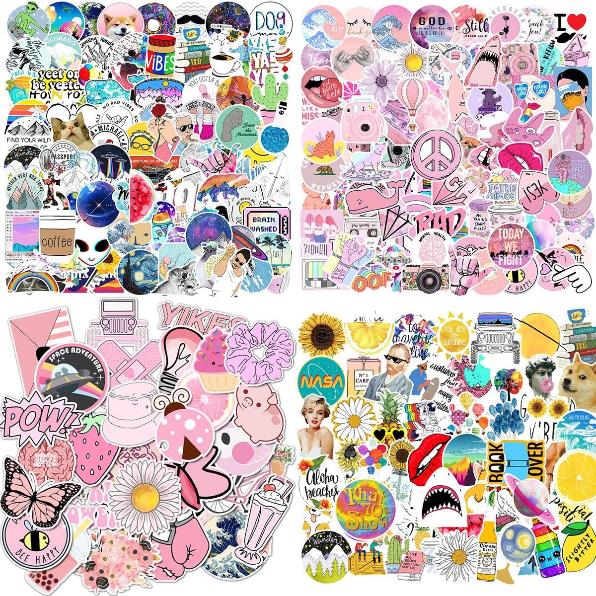 309 Pcs Cute Stickers,Laptop and Water Bottle Decal Sticker Pack for Teens, Girls, Women Vinyl Stickers Waterproof