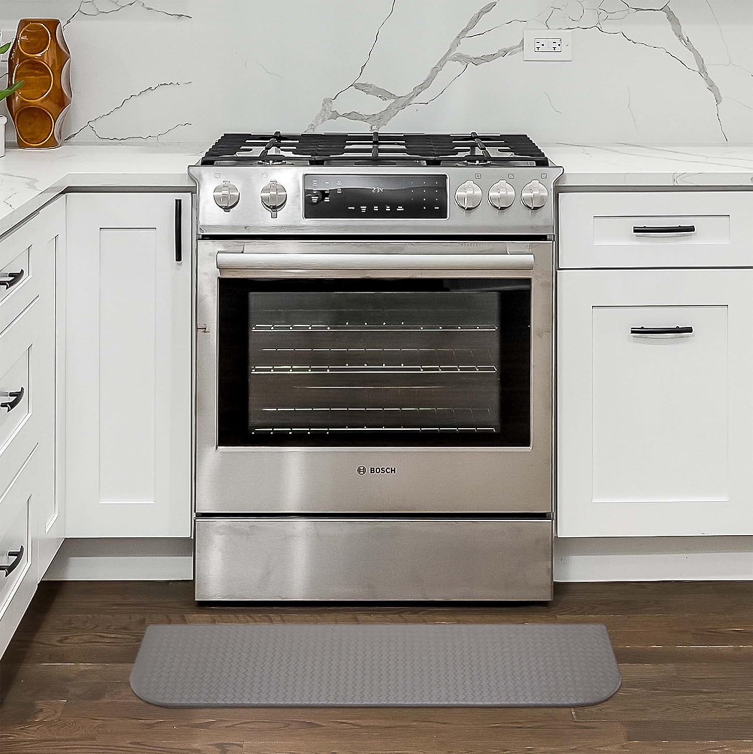 Charcoal Gray PVC Semi-Circle Anti-Fatigue Kitchen Mat