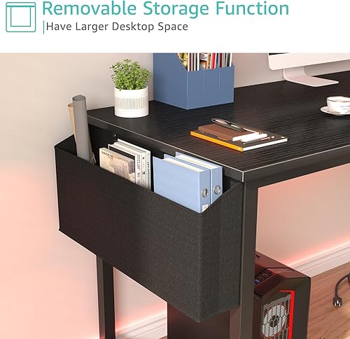 Miniatura 34 de Lufeiya Escritorio para computadora de 40 pulgadas con toma de corriente, mesa de estudio para adolescentes de 39 pulgadas, escritorio de trabajo en