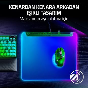 Razer Firefly V2 Pro Phantom Green Edition - Chroma RGB Tam Aydınlatmalı Oyun Mouse Mat (USB 2.0 Bağlantı Noktası, Mikro Dokulu Yüzey, Kaymaz Taban) Phantom Green