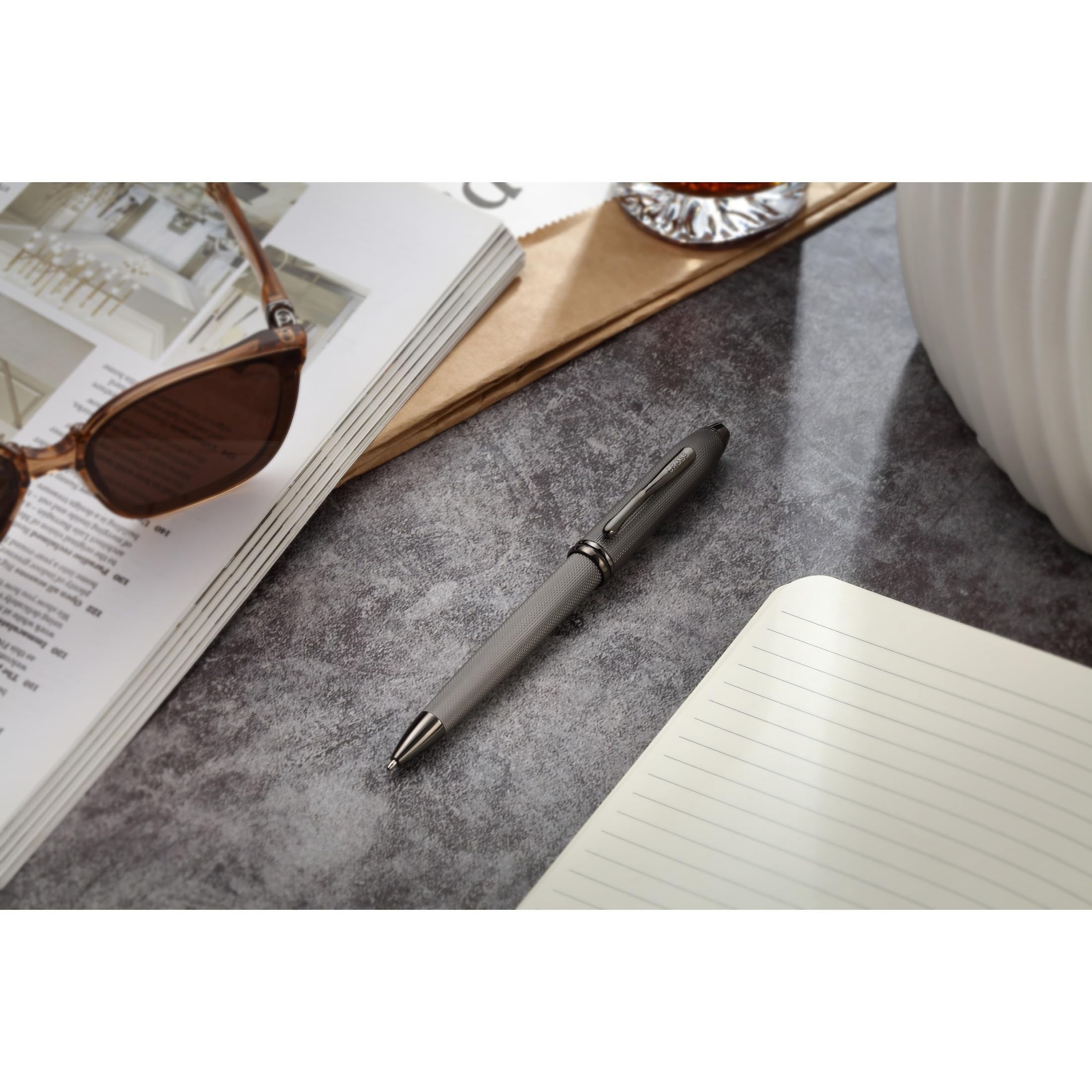 Cross Townsend Polished Slate Gray Engraved Diamond Pattern with Slate Gray PVD Appointments Ballpoint Pen - Image 4