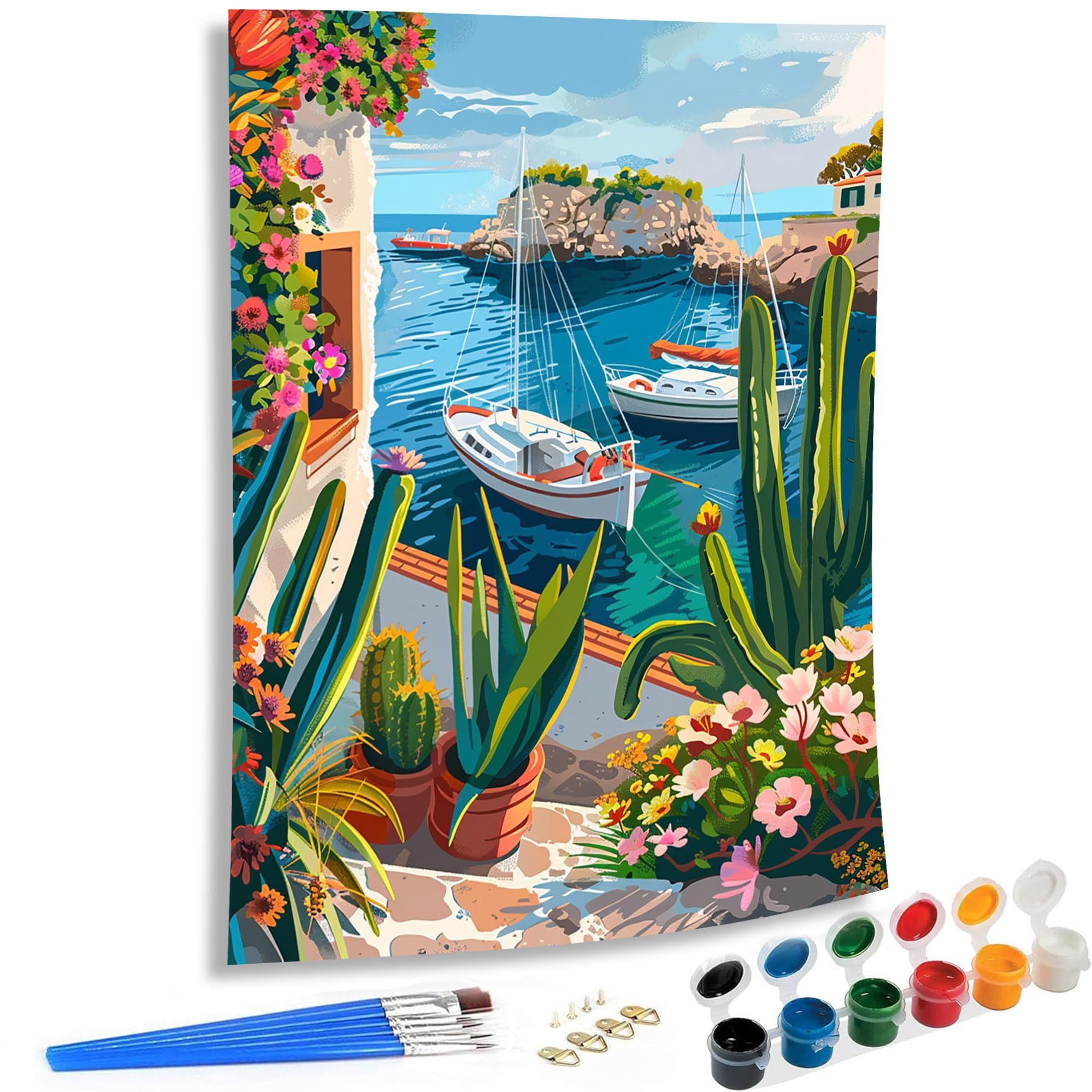 Italy Cityscape Paint By Numbers Kit | Tiber River Rome Canvas 20x16 Inch | DIY Acrylic Painting For Adults, Beginners, Home Decor