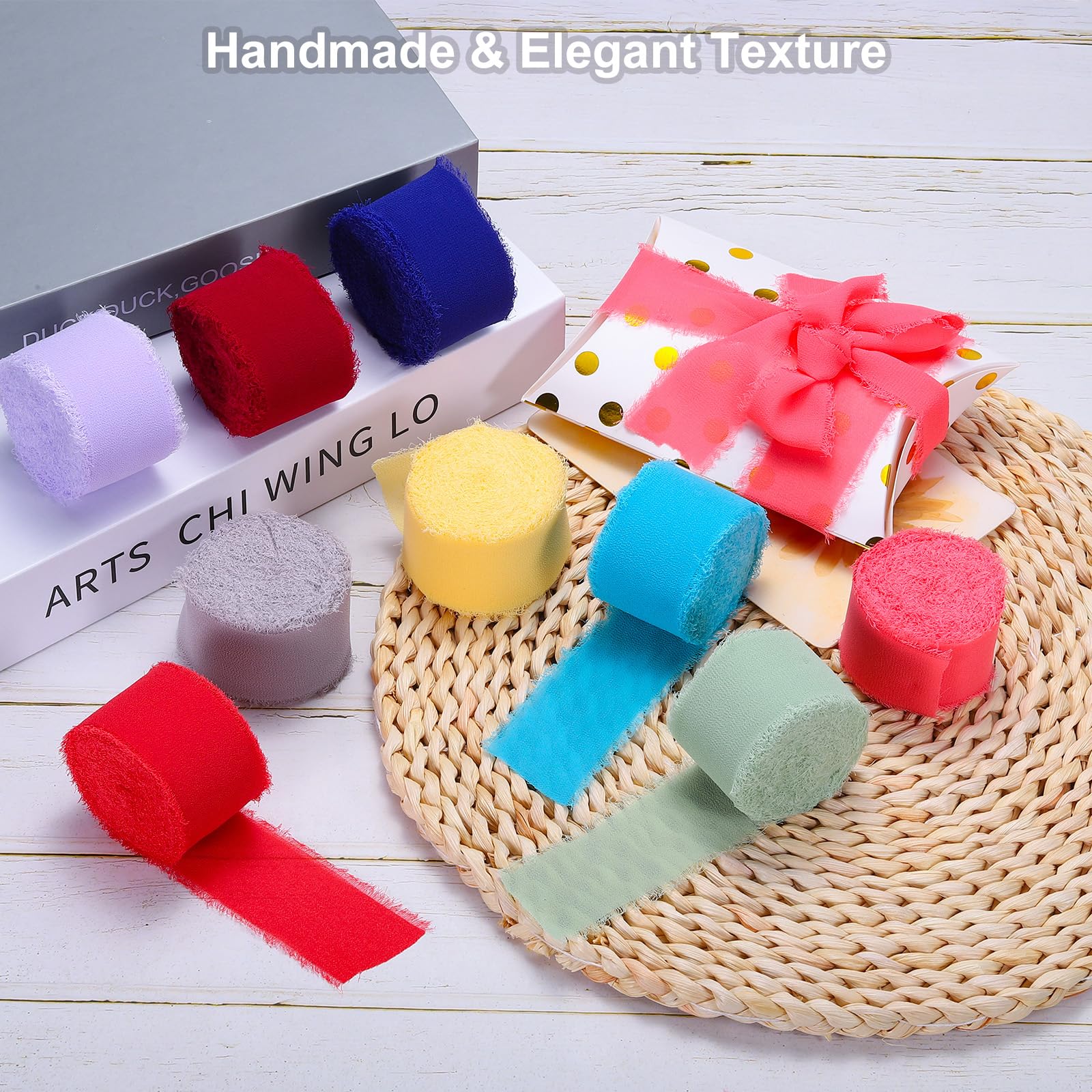 QUARKZMAN Nastro di Chiffon, 1.5x7 Iarde Nastro di Seta Blu Polvere Tulle Nastro di Tessuto di Raso per Confezioni Regalo Inviti Bouquet Nuziali, Pacco da 6