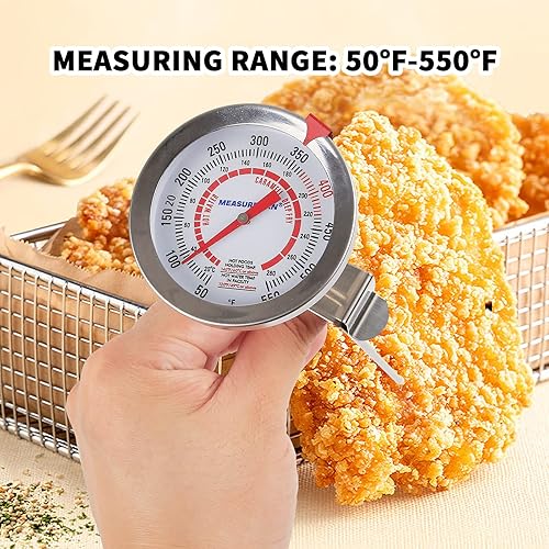 Miniatura 4 de MEASUREMAN Termómetro de lectura instantánea de 2 pulgadas con sonda de acero inoxidable de grado alimenticio de 12 pulgadas con clip y manga