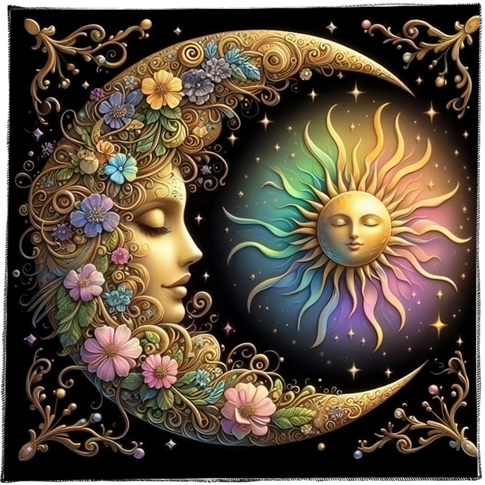 Obotsnoi Divinations Tapestry Flower Sun Astrology Tablecloth Tarots Tablecloth Table Cloth Witchcrafts Supplies Flower Sun Pattern Tarots Card Spiritual Deckcloth
