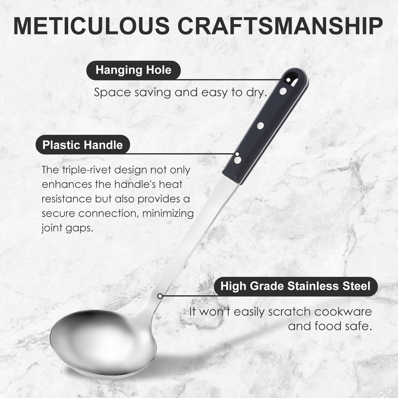 Pleafind Set di 4 utensili da cucina, utensili da cucina in acciaio inossidabile, set essenziale da cucina lucidato a specchio, include mestolo wok, cucchiaio scanalato, spatola wok e spatola