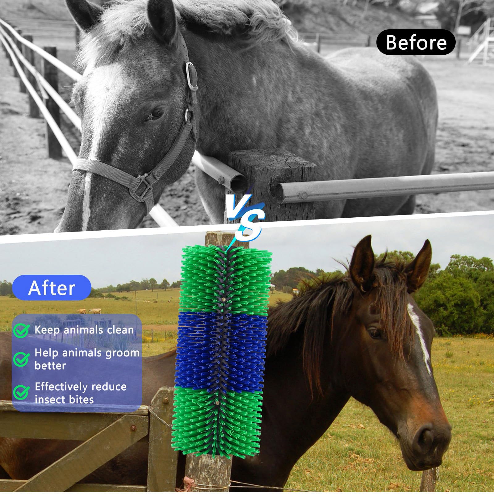 cepillo de masaje de animales de ganado ,2 cepillos de ganado,semicírculo ,Masaje y peinado ,Alivia El Picor De Espalda ,con tornillo ,Resistentes y Fáciles de Instalar,para caballo,mula,bu