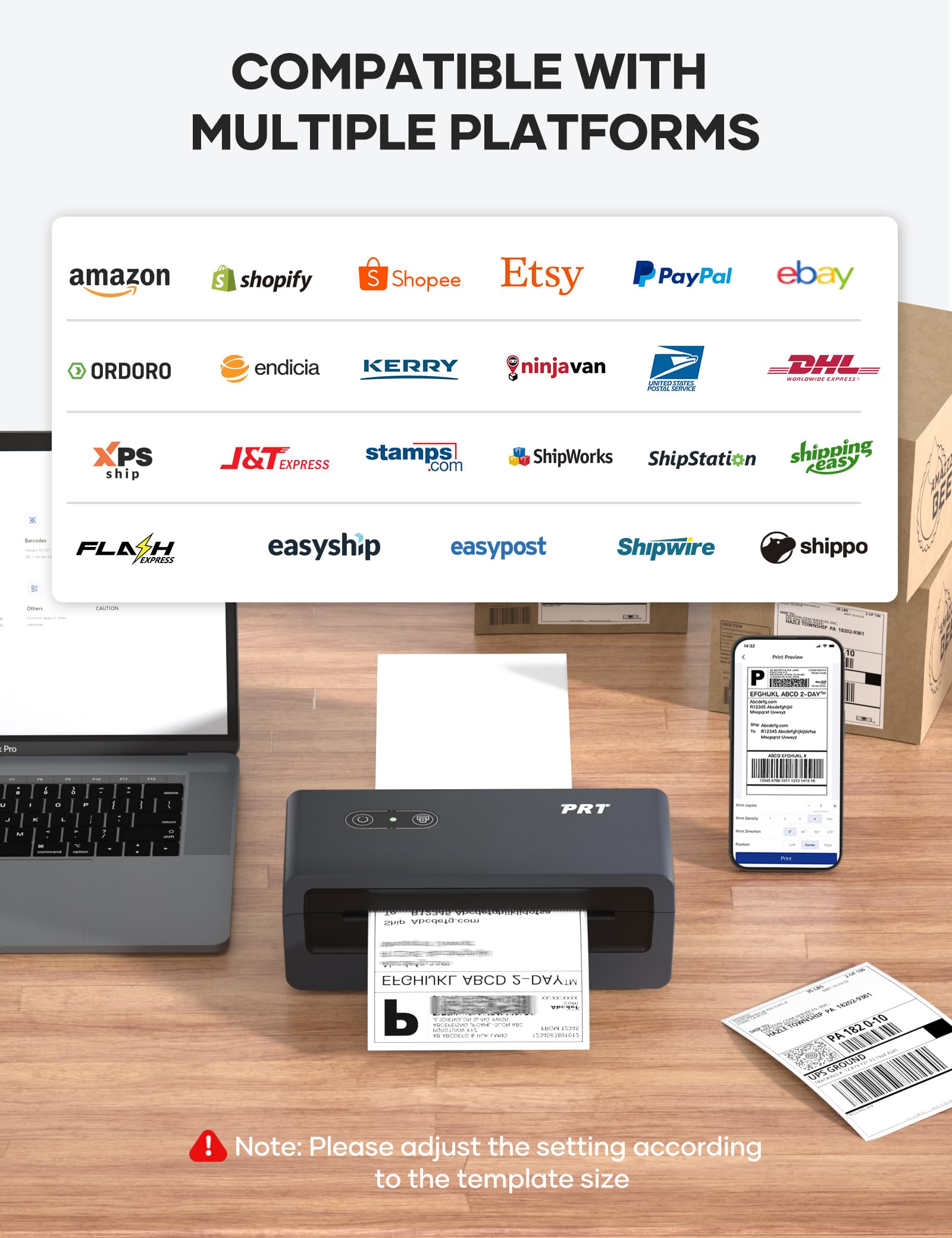 prt Bluetooth Etikettendrucker, N43BT DHL Thermodrucker, 4x6 Versandetiketten Ettikettendrucķer, Label Printer für iOS, Android, Windows und Mac, für DHL, FedEx, USPS, Shopify(Schwarz)