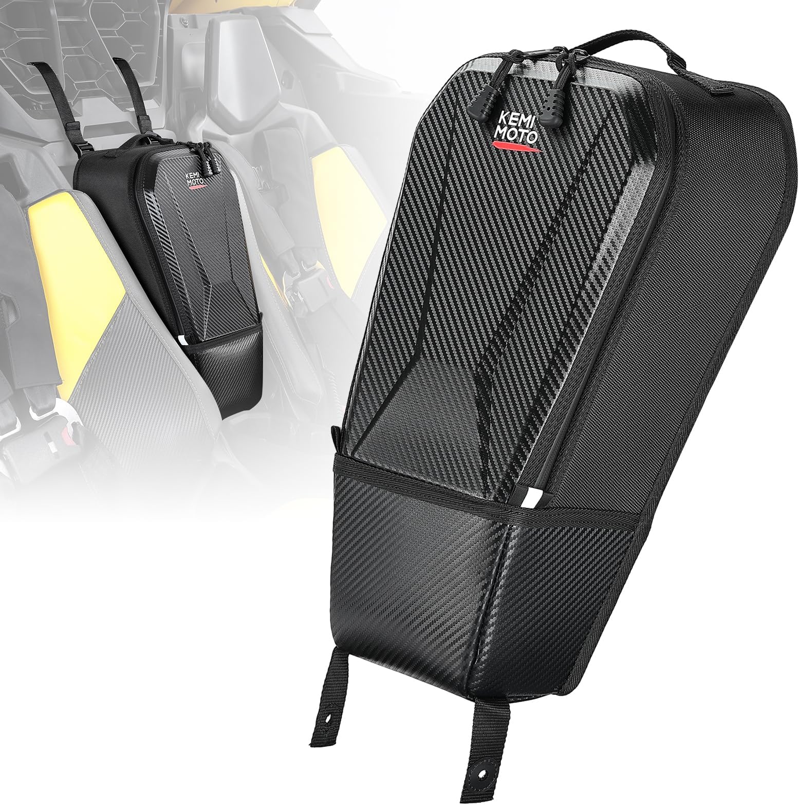 KEMIMOTO Shoulder Storage Bag Compatible with Can-Am Maverick R 2024+, Center Console Box Between Seat Storage EVA Water-resistant