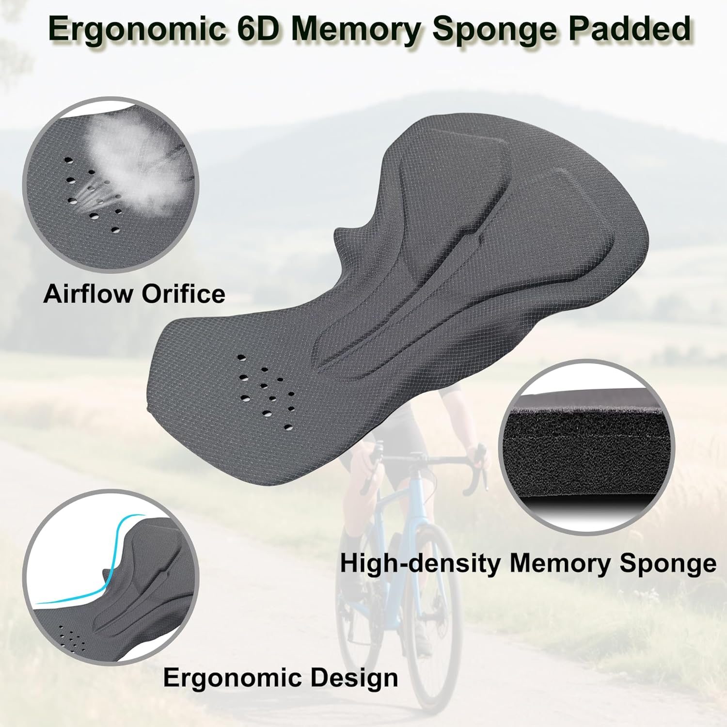 Bike Shorts for Men 6D Padded Cycling Underwear Mountain Biking Riding Bicycle Liner with Anti-Slip Leg - Image 5