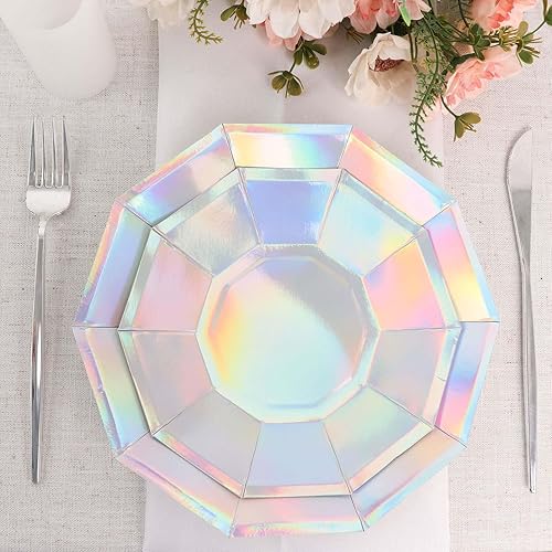 Miniatura 8 de Efavormart - Paquete de 25 platos de papel decagonal iridiscentes de 9 pulgadas, 300 GSM para recepciones de boda, banquetes, eventos con catering