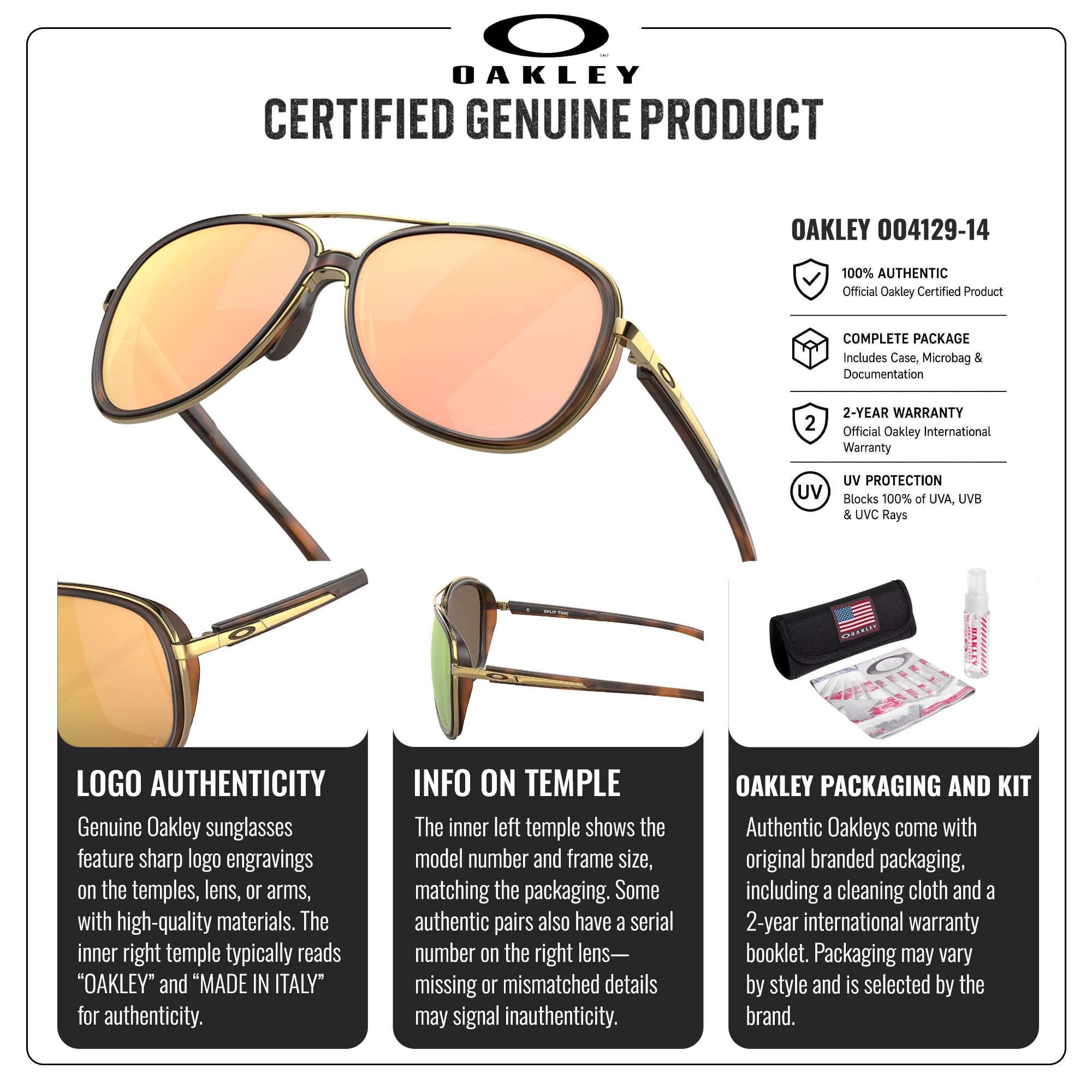OAKLEY SPLIT TIME OO4129 okulary przeciwsłoneczne w kształcie pilota z oficjalnym zestawem okularów