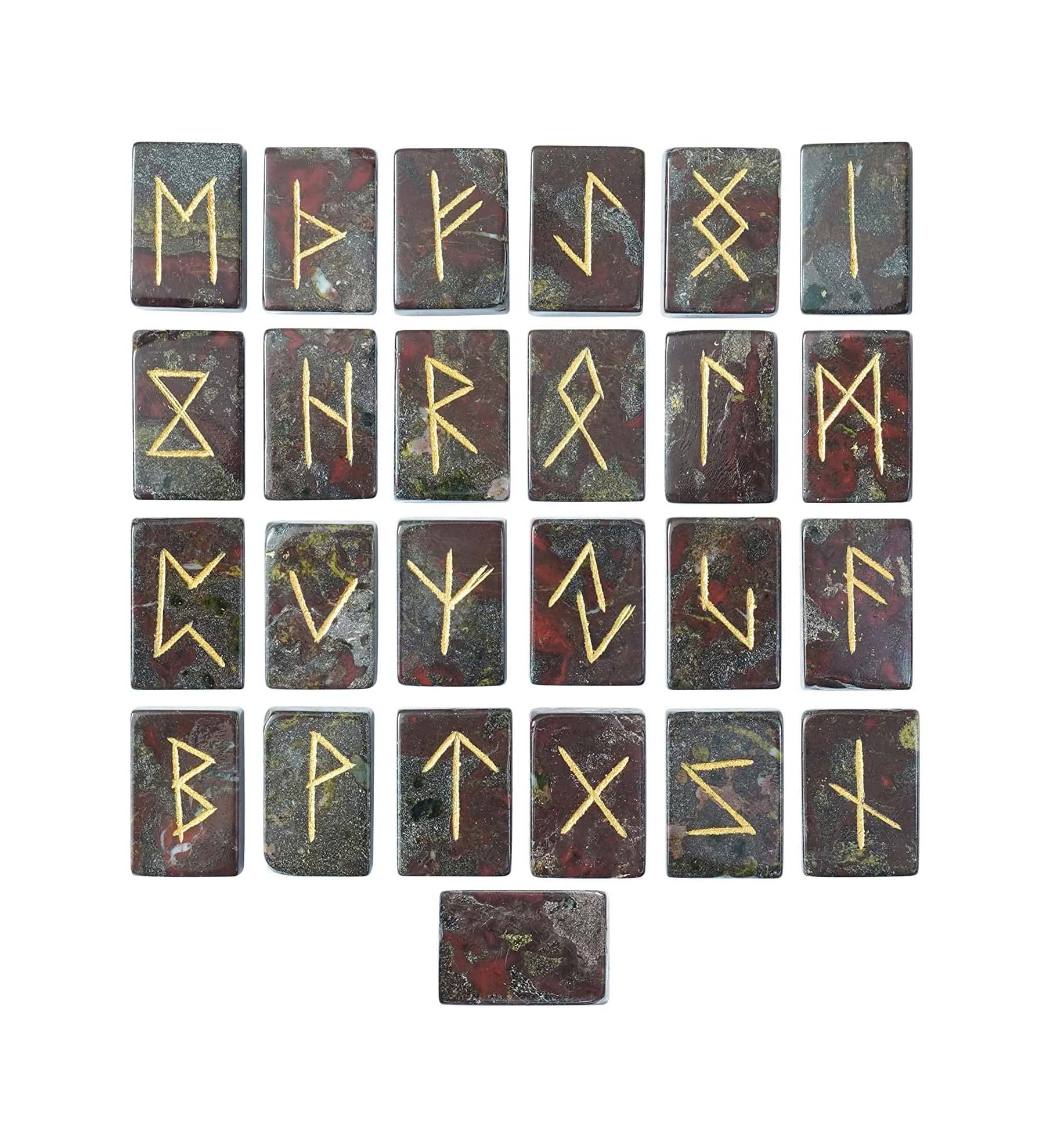 Hawkstone Runes Gemstone Runes Rune Set - 25pc Elder Futhark Alphabet Engraved ...